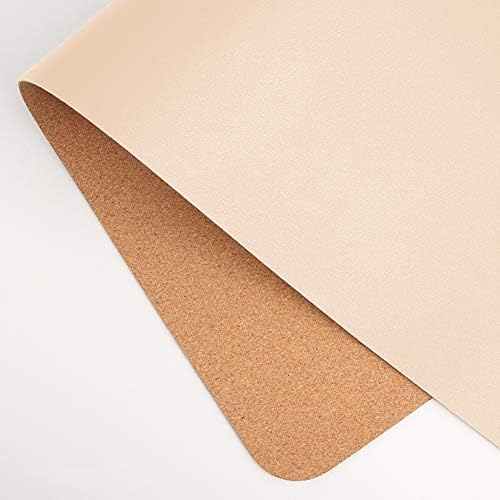 Ruby Lil Natural Cork & Leather Office Desk Mat, Dual Use Desk Matt for Desktop,Ultra Thin Waterproof PU Leather Mouse Pad,Working for Home Accessories,Beige,24"x 12" by RubyLil