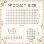 Sabary Gingham Desk Mat Scalloped Beige, 31.5 x 15.7 Inch - Image 2