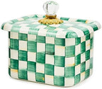 MACKENZIE-CHILDS Enamel Recipe Box, Green-and-White Emerald Check by Unknown
