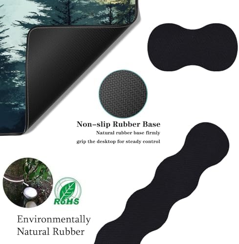 Keyboard Wrist Rest+Mouse Wrist Pad+Desk Pad Set,Memory Foam Ergonomic Easy Typing Pain Relief for Computer Laptop Office Home - Mountain Stream - Image 5