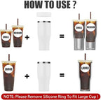 Universal Iced Coffee Sleeve - Insulated Double Wall Reusable Stainless Steel Holder Sleeves Insulator for Cold Drinks Fits Small Medium Large To Go Cups Gifts for Men Women Him Her (White) - Image 2