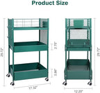 3 Tier Rolling Storage Cart Metal Utility Cart with Wheels - Image 2