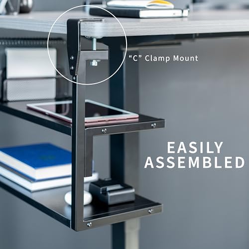 VIVO Black Clamp-on 24 inch 2-Tier Desk Shelf, STAND-SHELF24C - Image 5