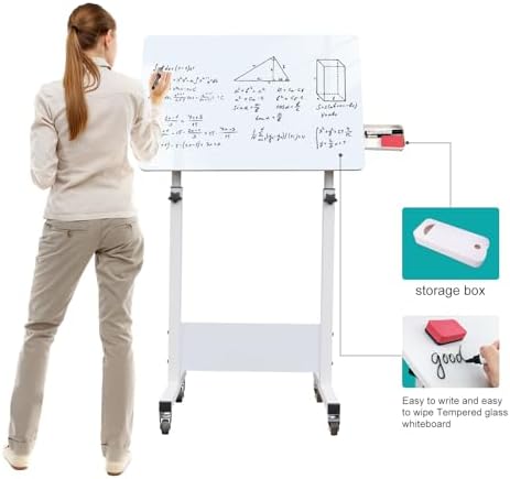 KOUPA 24 Inch Adjustable Height Flip Writable Standing Desk with Wheels - Image 6