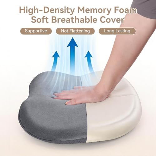 Memory Foam Seat Cushion with Pressure Relief for Office Chair, Car, Wheelchair, and Sofa, Doctor Recommended Orthopedic Cushion for Tailbone Pain, Sciatica, Hip Back Support, Non Slip, Grey - Image 7