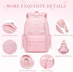 4PCS Bow Backpack for Girls with Insulated Water Bottle - Image 4