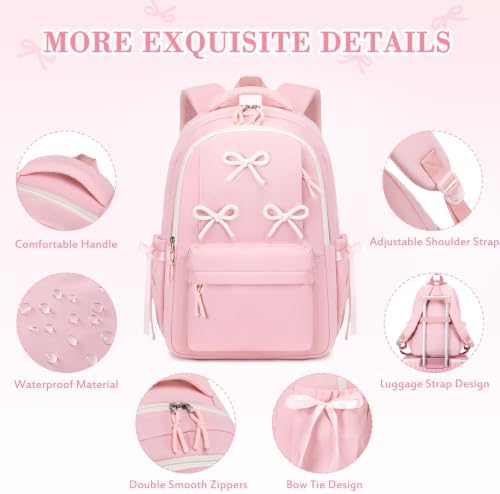 4PCS Bow Backpack for Girls with Insulated Water Bottle - Image 4
