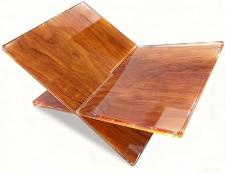Wood Grain Acrylic Book Stand, X-Shaped Open Book Display Stand & Cookbook Holder for Kitchen Counter, Coffee Table, Bible, Quran, Magazines, Textbooks, Recipes by Hopysgiien