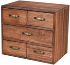Multi Layer Storage Drawer Desktop Storage Cabinet with Five Drawers Solid Wood Organizer with Metal Pull Handles Rectangular Space Saving Profile by Unknown