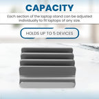 Multiple Laptop Holder Vertical – Adjustable Laptop Vertical Stand Holds 5 Devices, Fits All MacBooks Laptops Tablets and Mobiles (up to 17.3”). Closed Upright Vertical Laptop Stand for Desk - Image 2