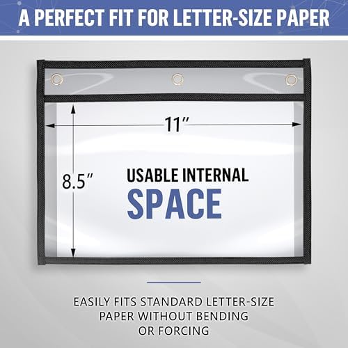 50 Pack Horizontal Job Ticket Holders 8.5x11 - Landscape Shop Ticket Holders 8 1/2 x 11 - Work Order Plastic Sleeves for Documents - Dry Erase Pocket Sleeve - Dry Erase Sleeves Clear Pocket Sleeve - Image 2