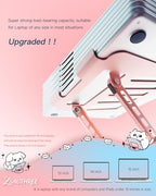 Upgraded Pink Swivel Laptop Stand - 360° Rotating Base & Foldable|Cute Cat Patterns for Healing Vibe|Fits MacBook & 13-15" Laptops|Ideal for Desk Work,Office,Travel,Home,Painting - Image 4