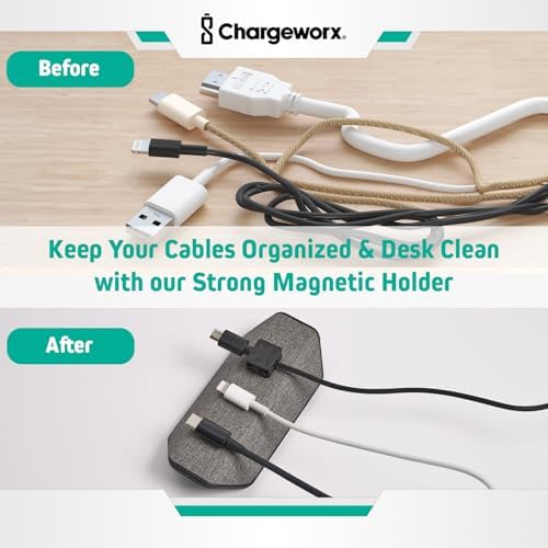 Magnetic Cable Management Organizer 4-PK, Cord Holder, 12 Clips, Desk Setup - Image 2