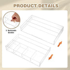 Briwooody 2 Pcs Acrylic Desk Drawer Organizer Maximum 11.8 x 17 x 1.9 Inch Expandable Drawer Organizer Trays with 7 Adjustable Compartments Desk Accessories for Makeup Silverware Office Bathroom - Image 6