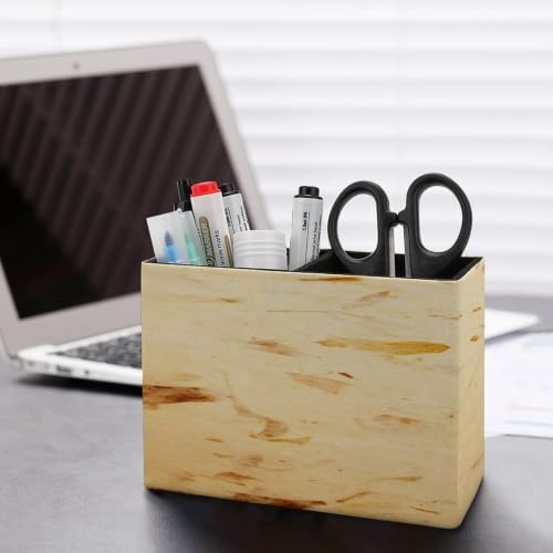 PU Leather Multi-Compartment Pen Holder Desktop Organizer Pencil Cup Storage Caddy for Office Home Supplies Handmade Paper with Organic Insertions And Grunge Surface - Image 5
