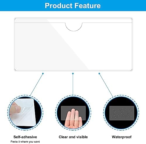 PATIKIL 9" x 4" Self Adhesive Index Card Pockets, 30 Pack Plastic Label Holder with Top Open Sticky Pocket Sleeves for Business Cards Note Cards, Clear - Image 4