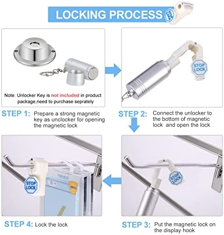 LeaGerous 200 Pcs Magnetic Peg Hook Stop Lock 6mm, Display Hook Magnet Security Locks Compatible with 4.5-5.9mm pegboard for Retail Store and Shopping Center (White) - Image 4