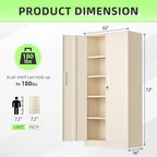 INTERGREAT Tall Metal Storage Cabinet, 72" Locking Steel Cabinet with Door and Shelves, Utility Cabinets for Office, Garage,Home,(Gray) - Image 3