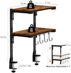Clamp-on Desk Shelf, 13 inch Above or Below Desk 2-Tier Shelving, Adjustable Metal Storage Tray for Gaming Devices or Office Desk Accessories and More, Brown, Patent Pending - Image 3