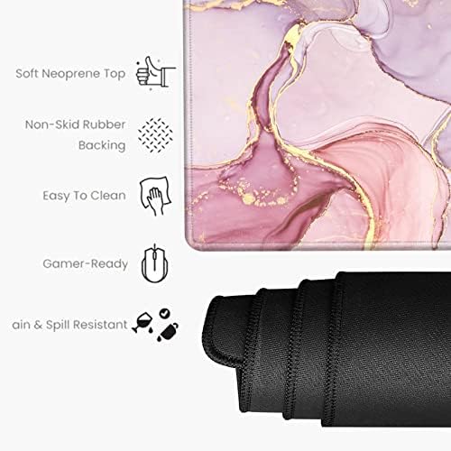 Gaming Mouse Pad Giant 48x24 Desk Mat Oversized Large Mousepad Jumbo Huge Desk Pad Pink Marble Protector Mat XXXL Non Slip Computer Mat for Wireless Desktop Work - Image 3