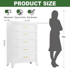 Ckzbx Metal Dresser Under Desk Metal Filing Cabinets, 53.54" H Drawer Chests of Drawers for Office, Garage (5 Drawers White 31.5inch Wide) - Image 3