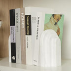 Natural Marble Book Ends - Heavy Duty Bookends for Shelves - Aesthetic Layered Arch Design Stone Book Holders, Decorative Modern Office Bookshelf Stopper Decor for Books/CDs, White - Image 7