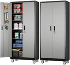 Aobabo Metal Garage Cabinet with Wheels, 34" W x 18" D x 71" H,Gray by Aobabo