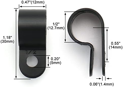BAOMAIN 1/2-Inch R-Type Cable Clamps, 500-Pack Black Nylon Wire Management Clips, UC-3 Screw-On Cord Fasteners for Home, Office, and Industrial Use - Image 2