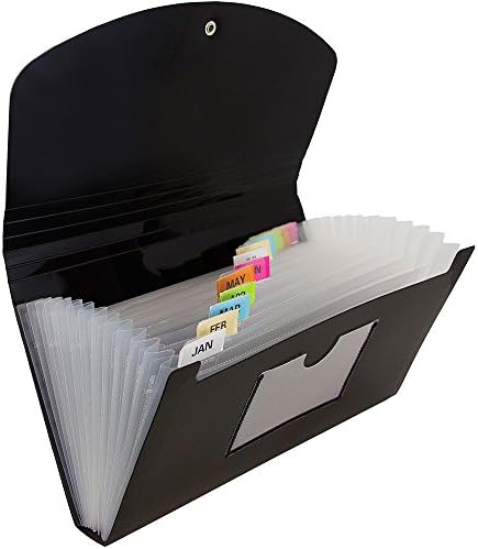 JAM PAPER Accordion Folders - 13 Pocket Plastic Expanding File - Check Size - 5 x 10 1/2 - Black - Sold Individually (Pack of 12) by JAMPaper