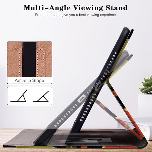 for Kindle Fire HD 10 Case 9th/7th/5th Generation 10.1 Inch (2019/2017/2015), PU Leather Wallet Cover with Pen Holder, Elastic Band & Card Slots for Kindle Fire HD 10 Case - Watercolor - Image 3