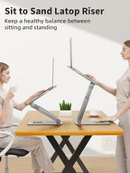 tounee Laptop Stand for Desk Adjustable Height, Telescopic Computer Stand with Pull Out Design Ergonomic Laptop Riser Fits All Laptops 10-17"-Silver - Image 2