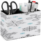 PU Leather Multi-Compartment Pen Holder Desktop Organizer Pencil Cup Storage Caddy for Office Home Supplies Christmas Big Black And Small Blue Flakes On A White Backdrop by Unknown