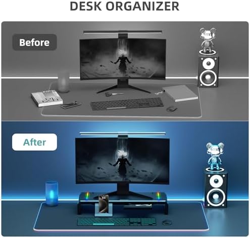 Heymaster Monitor Stand for Desk, Gaming Monitor Riser with RGB Light, Foldable Computer Monitor Stand Riser, Desk Organizers and Accessories for Desktop, Printer (Black) - Image 6