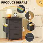 Mexin 3 Drawer File Cabinet with 22'' Extended Desktop, Mobile Filing Cabinet, Printer Stand, Rolling Printer Stand with Side Bag, Fabric Drawer, Fits A4 Size, Home Office, Black - Image 6