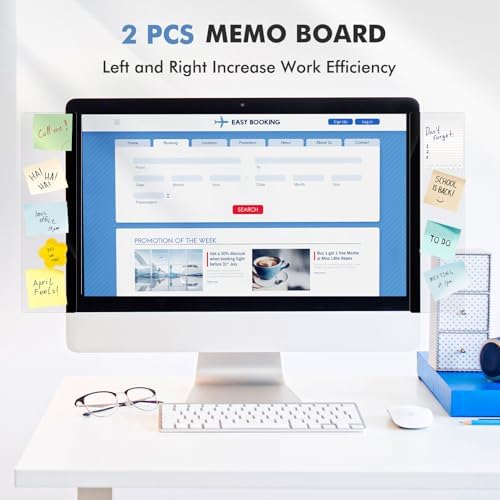 DOLLAR BOSS Glass Desk Whiteboard with Storage, All Black & Monitor Memo Boards for Computers 2PCS - Image 3