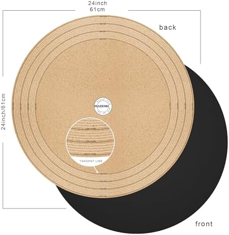 MAIDERN 24 Inch Round Cork & Leather Placemats, Cuttable Size (18-24 Inch), Trimmable Dining Table Mat, Heat Resistant/Non-Slip Table Cover for Kitchen, Office, or Restauran (Black) - Image 2