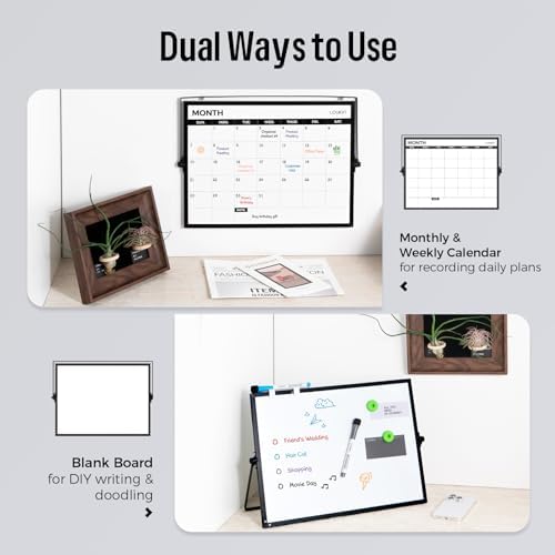loukin 17" x 12" Dry Erase Calendar, Magnetic Desktop Whiteboard with Stand - Image 4