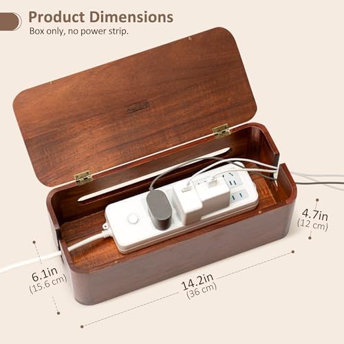 Large Acacia Wood Cable Management Box - Cord Hider&Organizer for TV Wires - Image 3