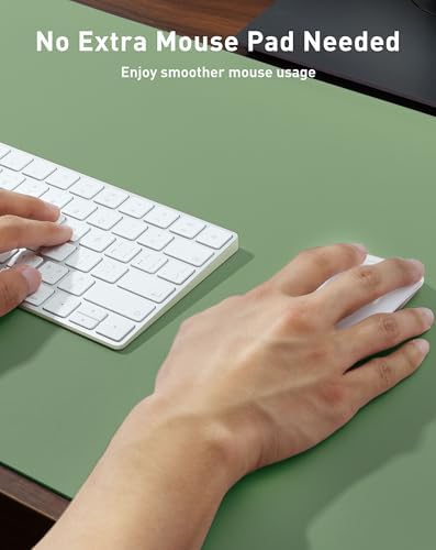 Aothia Faux Leather Desk Mat - Large Mouse Pad, Non-Slip PU Leather Blotter, Waterproof Writing Surface for Office and Home (Olive Green, 63" x 17") - Image 4