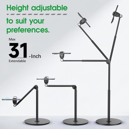Overhead Phone Stand for Desk, 2-Section Telescoping Tripod - Image 2