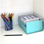 Acrimet 4 x 6 Card File Holder Organizer Box Metal Base Heavy Duty (AZ Index Cards and Divider Included) (Green Color with Clear Crystal Plastic Lid Cover) - Image 3