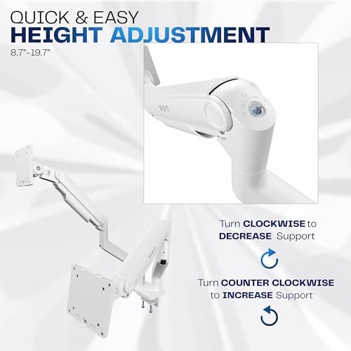 VIVO Heavy Duty Dual Ultra-Wide Monitor Tension Arm, Up to 45 inch Screens, Holds 44 lbs per Arm, Premium Desk Mount Monitor Stand for 2 Ultrawides, White, STAND-V200VW - Image 4