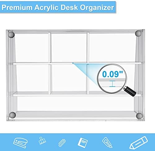 VITVITI Acrylic Desk Organizer, Upgraded Clear Pencil Organizer for Desk, 7 Compartments Stationary Pen Organizer Storage with Drawer, for Office Supply, 500+ Pencils Capacity - Image 3