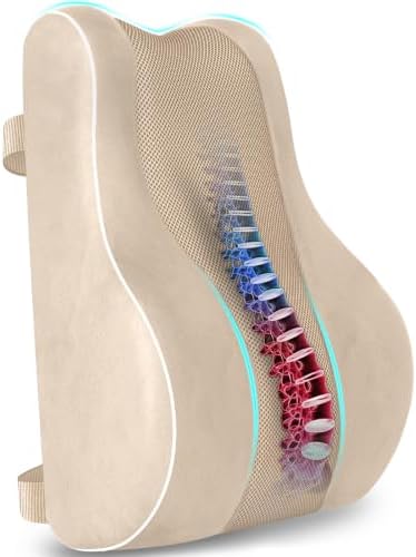 CloudBliss XL Lumbar Support Pillow, Memory Foam for Office Chair, Khaki by CloudBliss