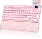 Womier 75% Pink Keyboard Wireless with Color Multimedia Screen by Womier