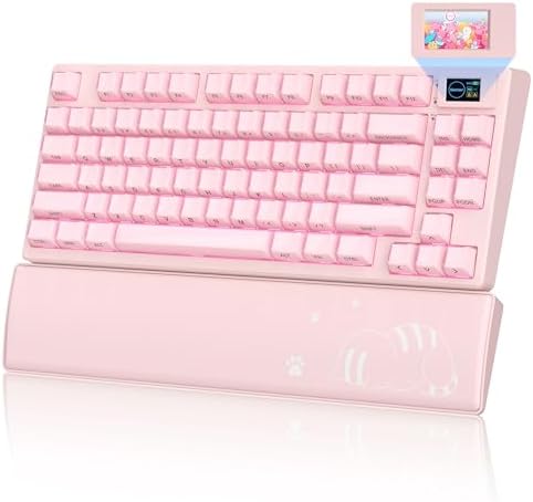 Womier 75% Pink Keyboard Wireless with Color Multimedia Screen by Womier