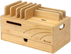 Homde Bamboo Charging Station Organizer: 6 Compartments and Drawer by Homde