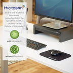 Fellowes Mouse Mat with Non-Slip Rubber Base - Mouse Pad with Antibacterial Protection - Suitable for Both Optical and Laser Mice - 199 x 232 x 2mm - Black - Image 2