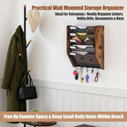 Hanging Wall File Organizer, 5 Tier Mail Organizer with Hook, Brown - Image 4