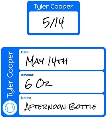 Name Bubbles - Reusable Baby Bottle Labels for Daycare (20 Labels) - Kids Washable Name Tags for Bottles, Sippy Cups, & Snack Containers, Waterproof, Baby Name Stickers, Write-On (Baseball) by NameBubbles
